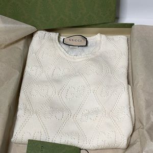 Gucci GG logo White Short Sleeve Sweater - Large